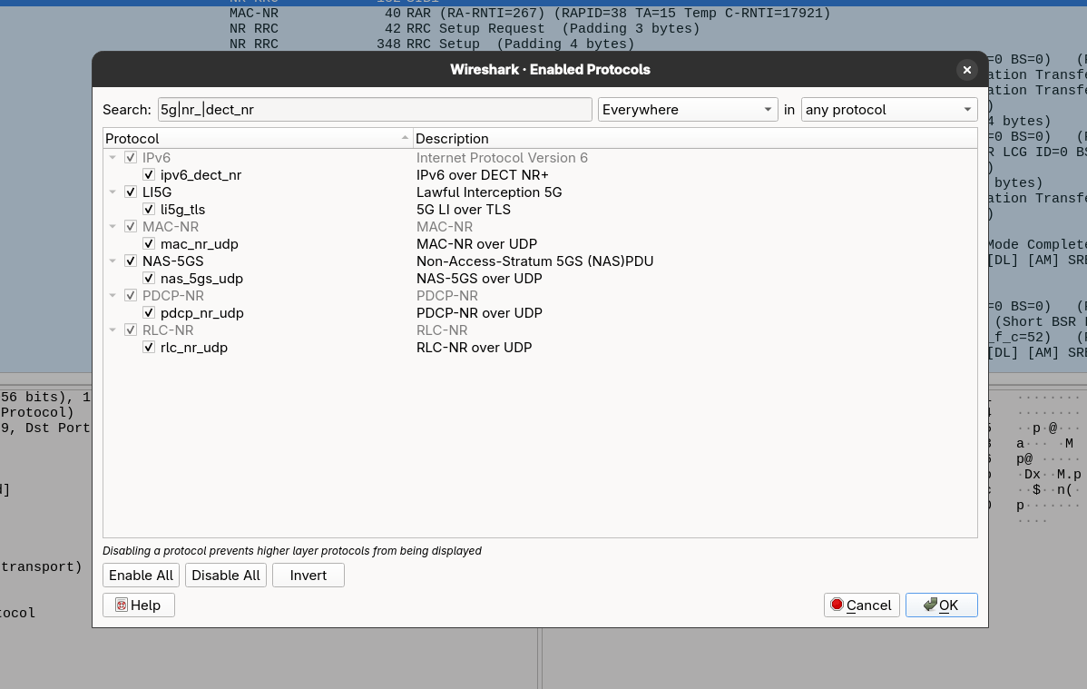 Wireshark protocol configuration